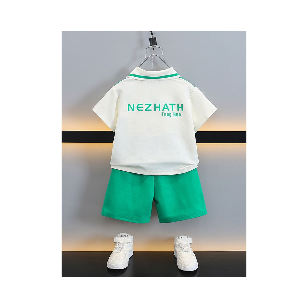 Nezha Children s Clothing Boys Summer Set 2025 New Summer Trendy Cool Handsome Short Sleeve Polo Shirt Ao Bing Clothes image 3