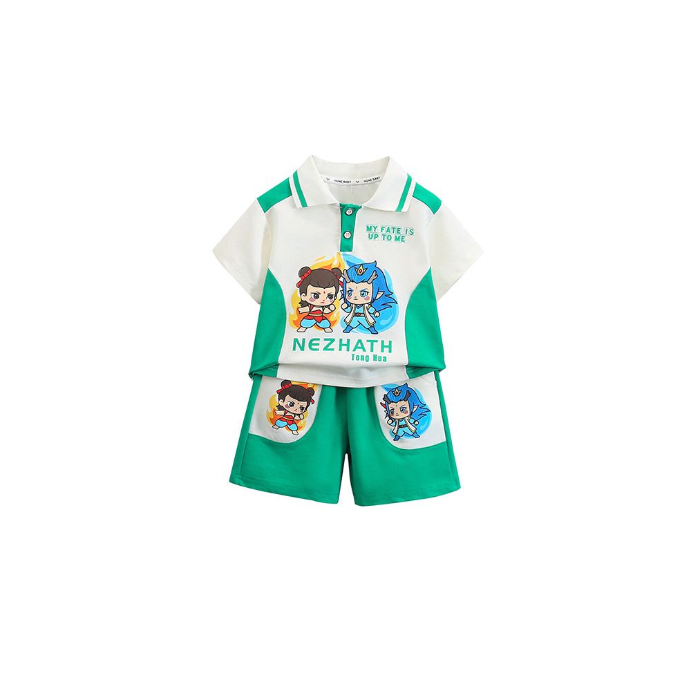 Nezha Children s Clothing Boys Summer Set 2025 New Summer Trendy Cool Handsome Short Sleeve Polo Shirt Ao Bing Clothes image 4