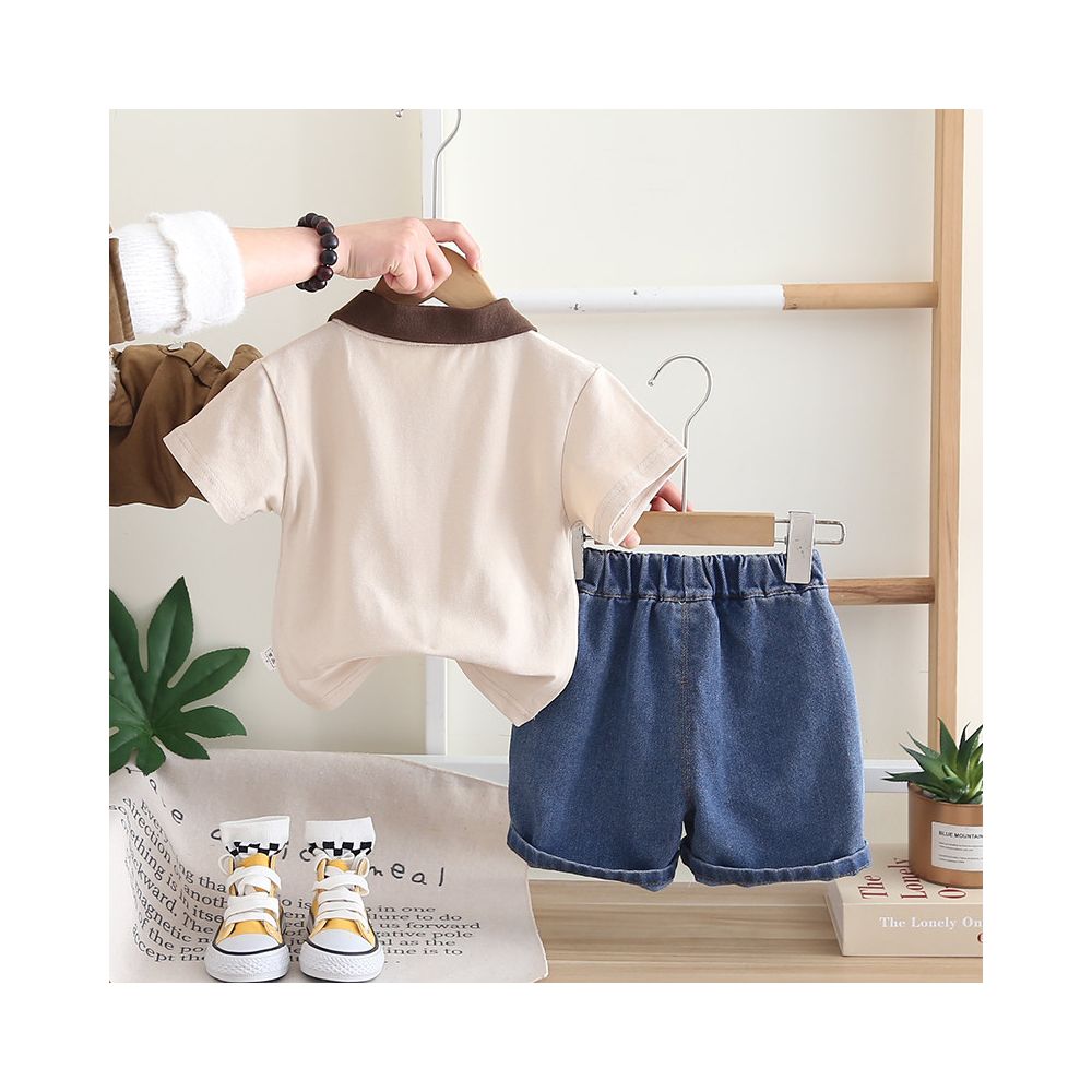 Male baby summer suit trend 2025 new style boys summer clothes stylish thin short sleeved polo shirt two piece set image 4
