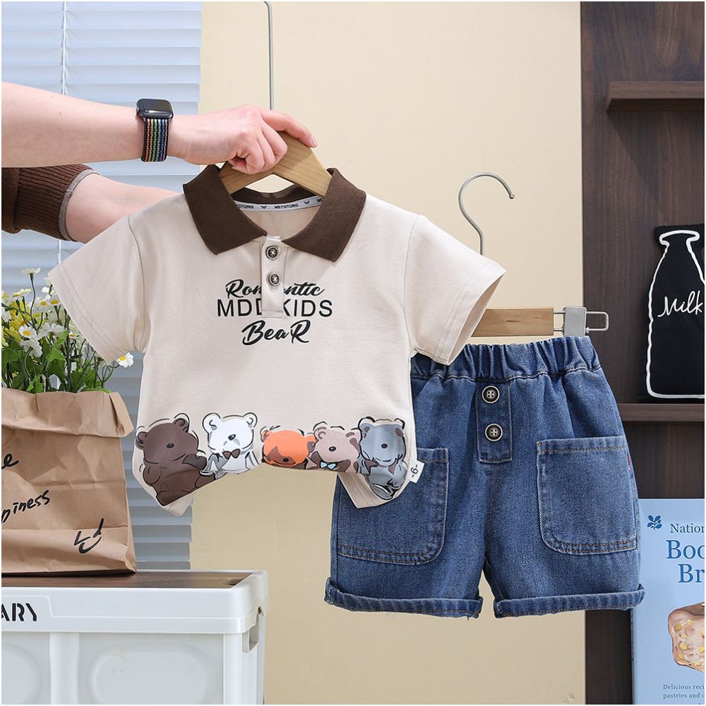 new style boys summer clothes stylish thin short sleeved polo shirt two piece set