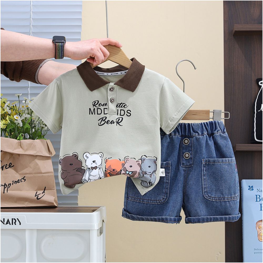 new style boys summer clothes stylish thin short sleeved polo shirt two piece set