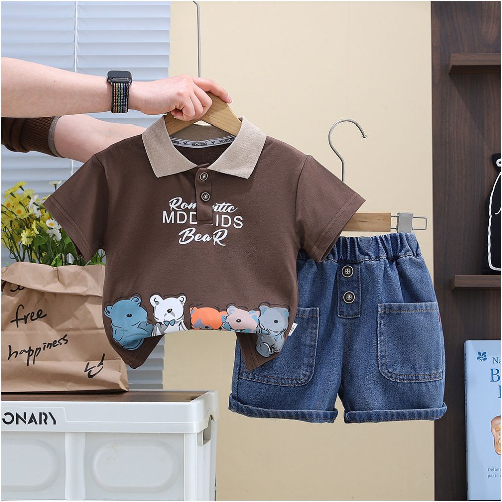 new style boys summer clothes stylish thin short sleeved polo shirt two piece set