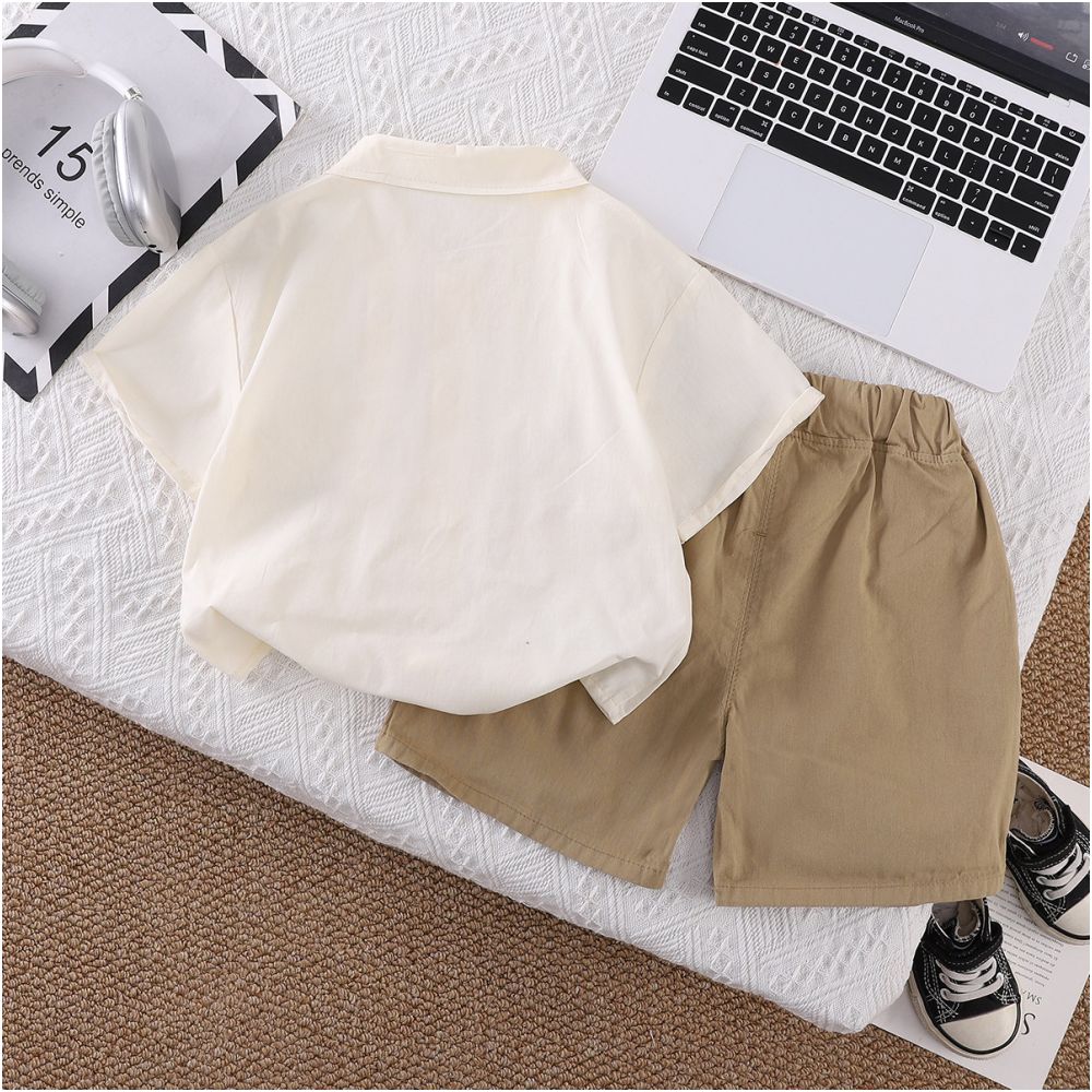 Boys Short sleeved Shirt Set 2025 New Style Children s Stylish Baby Casual Summer Dress Thin Shirt Two Piece Set Trendy image 2