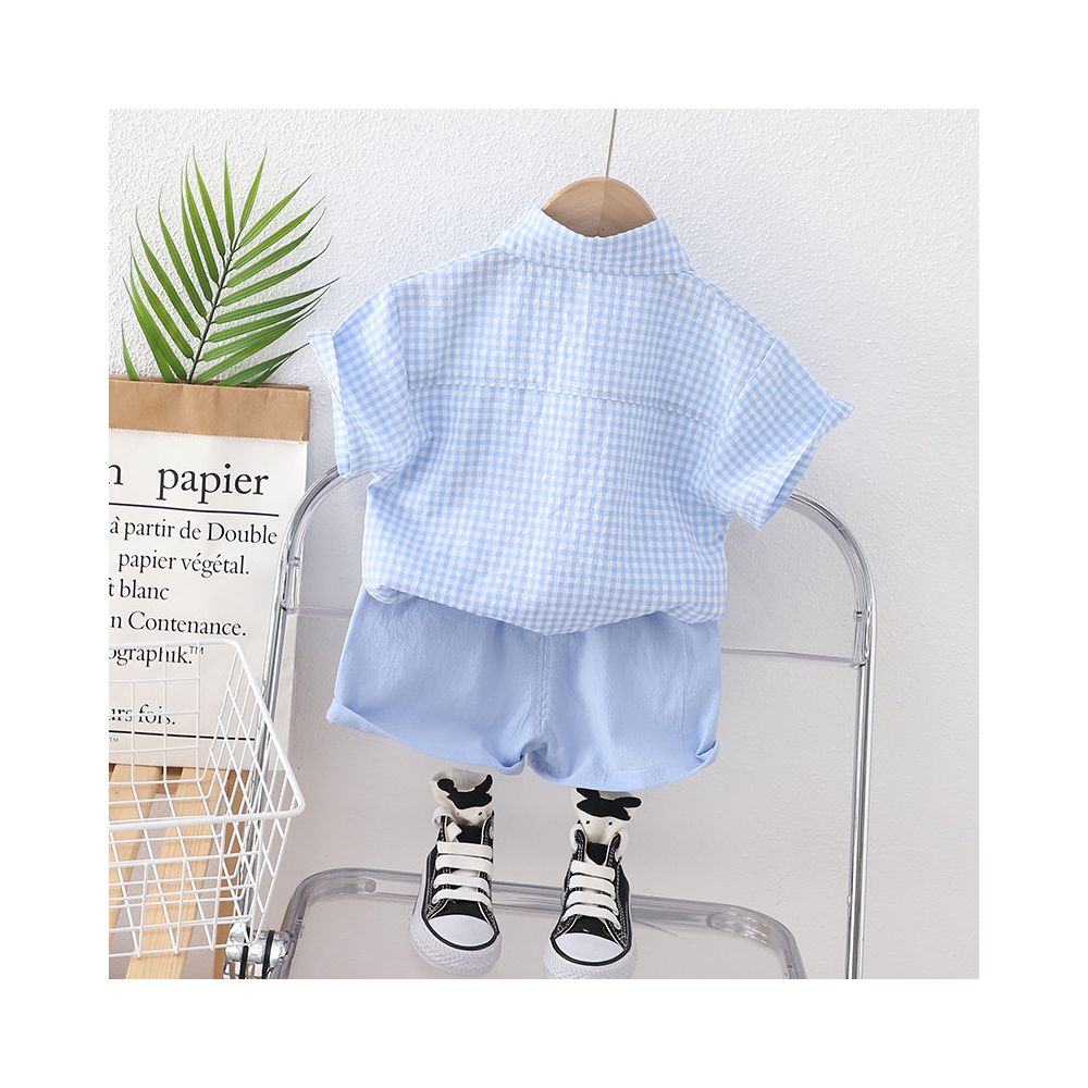 Children s set summer short sleeved shirt summer trendy boys clothing handsome college style children s clothing baby s one year old dress image 3