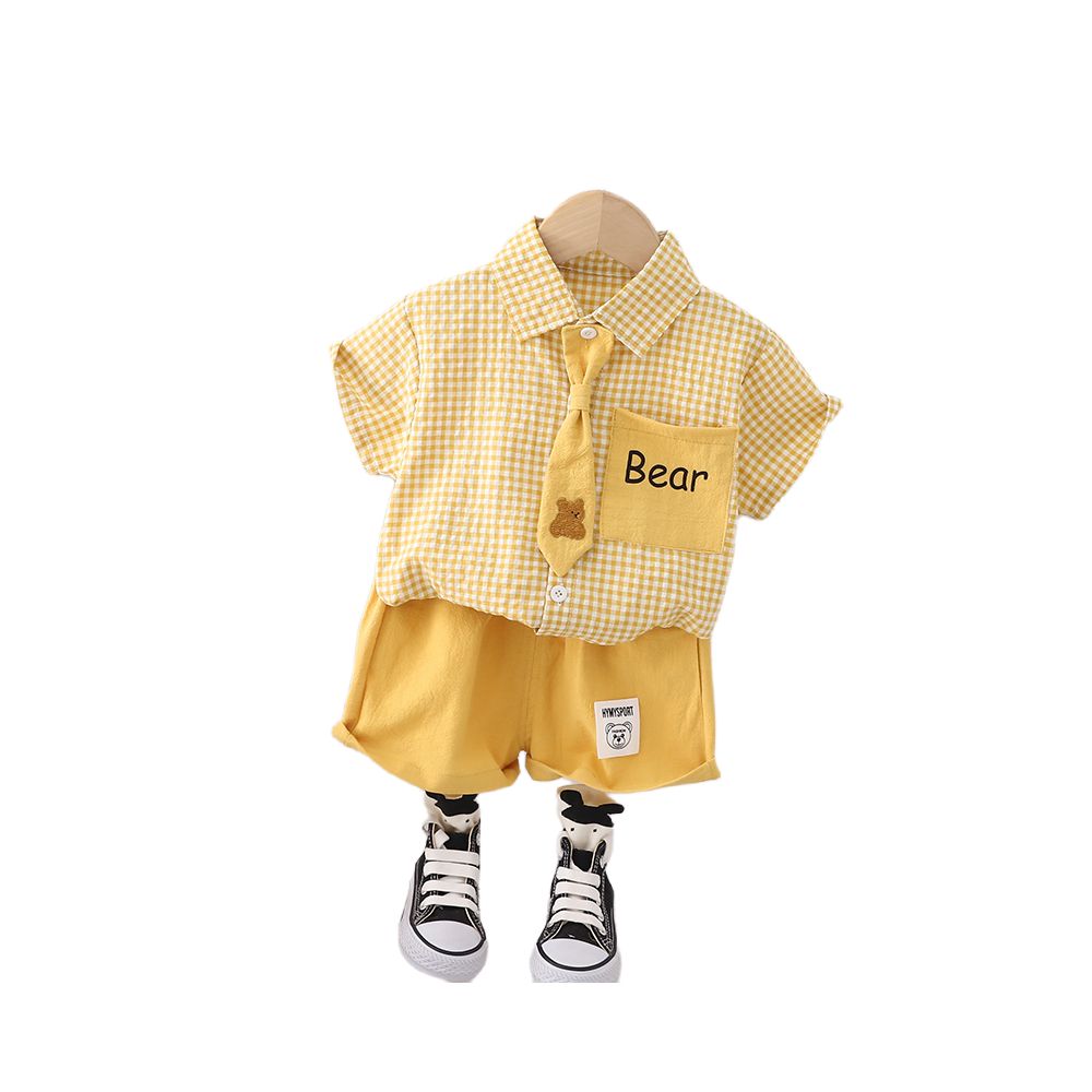 Children s set summer short sleeved shirt summer trendy boys clothing handsome college style children s clothing baby s one year old dress image 4