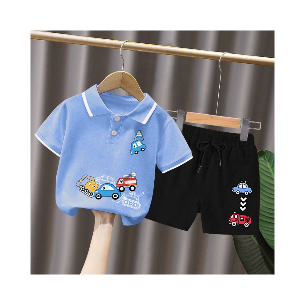 Boys short sleeved set 3 year old baby Korean style and Western style polo shirt summer clothes children s summer popular and handsome clothes