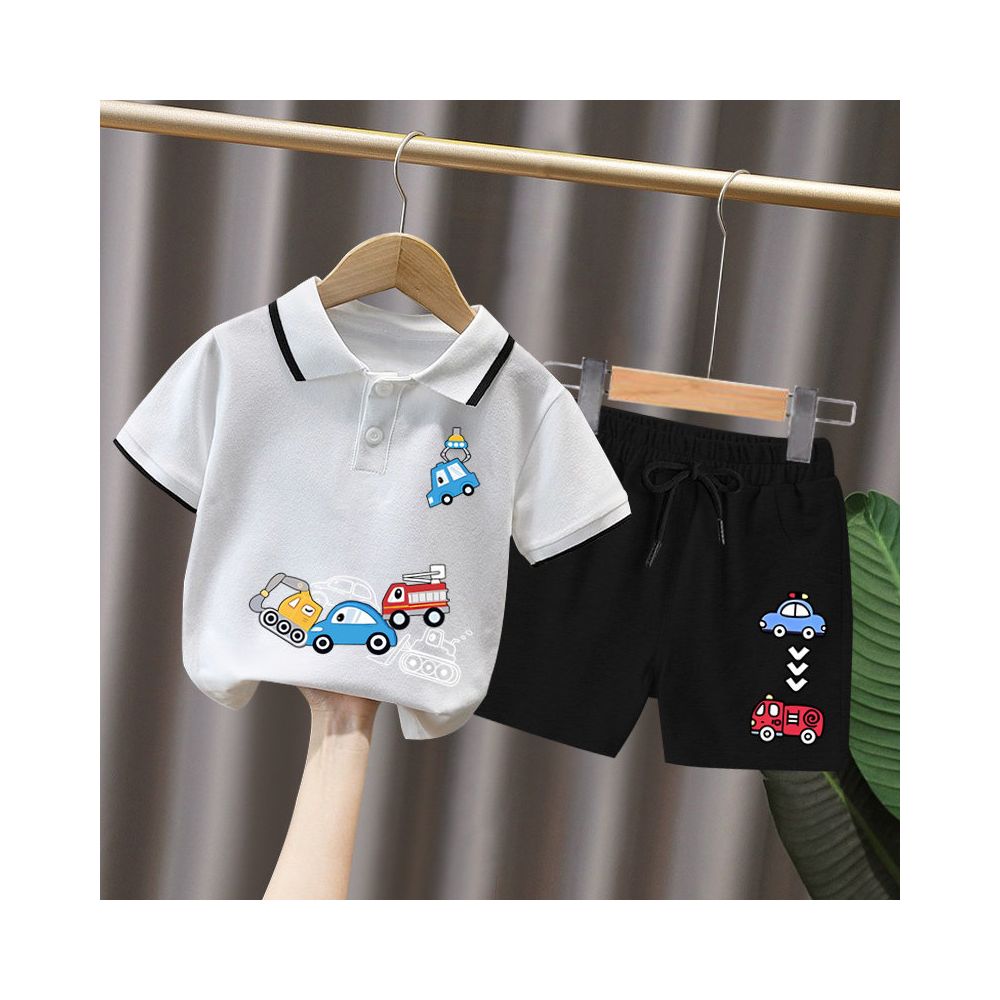 Boys short sleeved set 3 year old baby Korean style and Western style polo shirt summer clothes children s summer popular and handsome clothes image 2