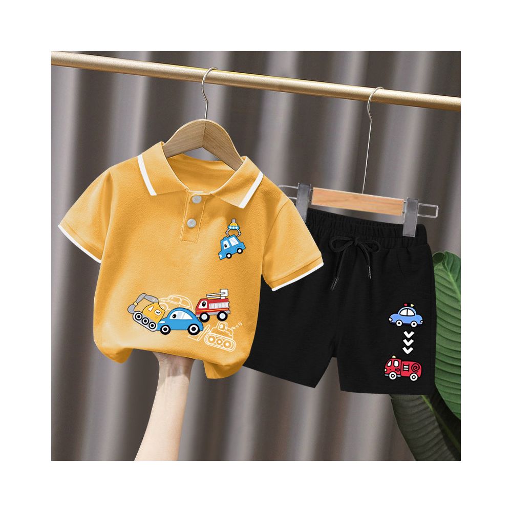 Boys short sleeved set 3 year old baby Korean style and Western style polo shirt summer clothes children s summer popular and handsome clothes