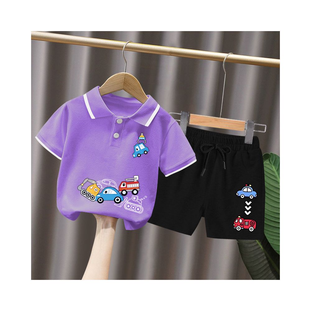 Boys short sleeved set 3 year old baby Korean style and Western style polo shirt summer clothes children s summer popular and handsome clothes