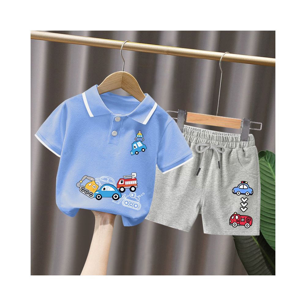 Boys short sleeved set 3 year old baby Korean style and Western style polo shirt summer clothes children s summer popular and handsome clothes