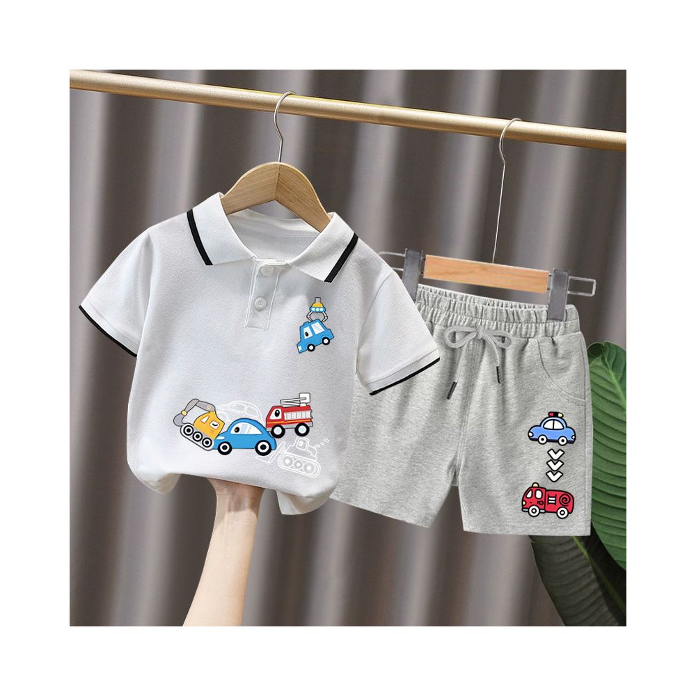 Boys short sleeved set 3 year old baby Korean style and Western style polo shirt summer clothes children s summer popular and handsome clothes