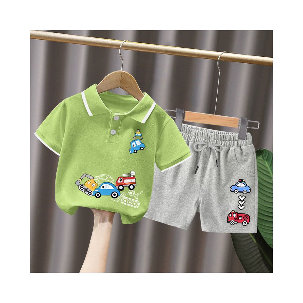 Boys short sleeved set 3 year old baby Korean style and Western style polo shirt summer clothes children s summer popular and handsome clothes
