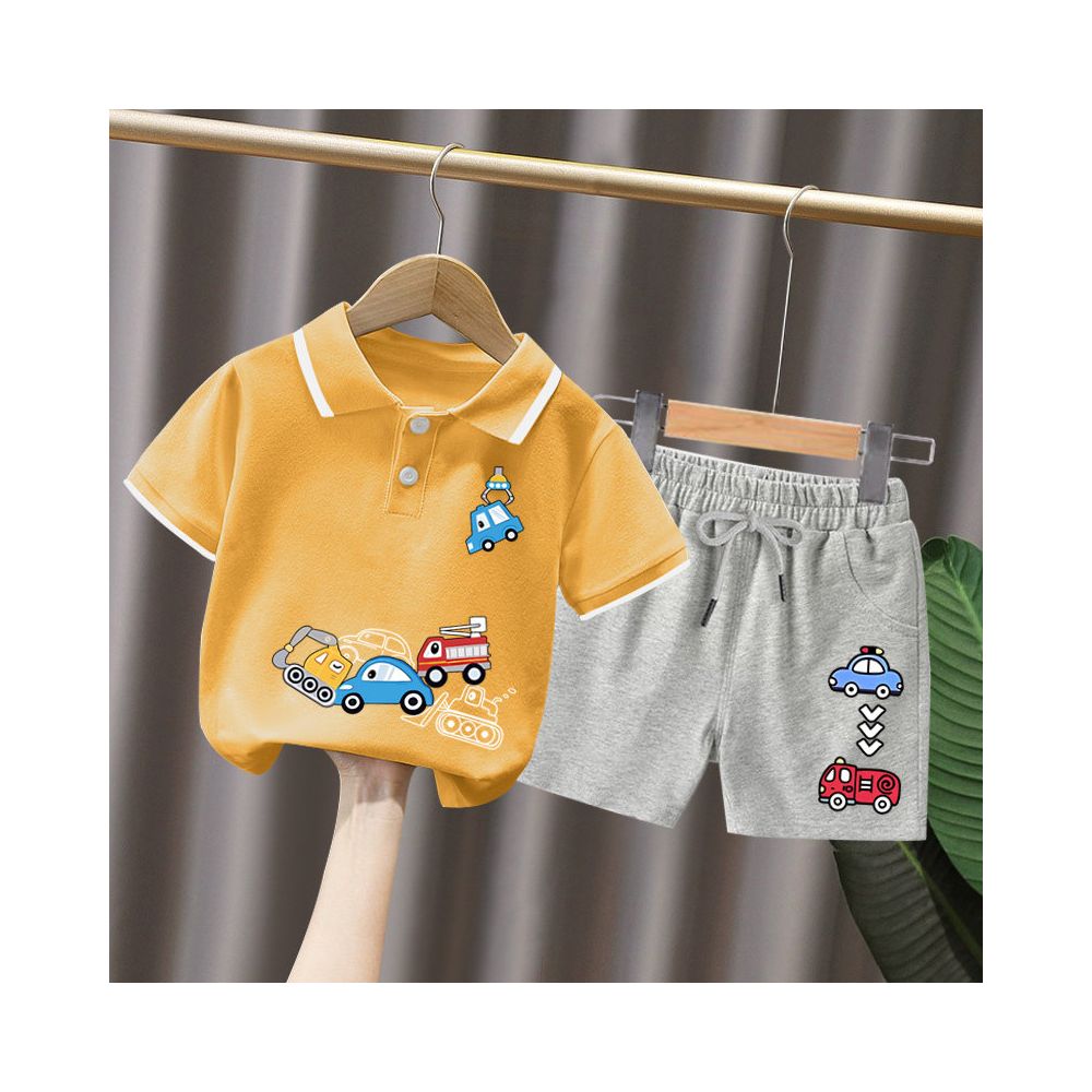 Boys short sleeved set 3 year old baby Korean style and Western style polo shirt summer clothes children s summer popular and handsome clothes