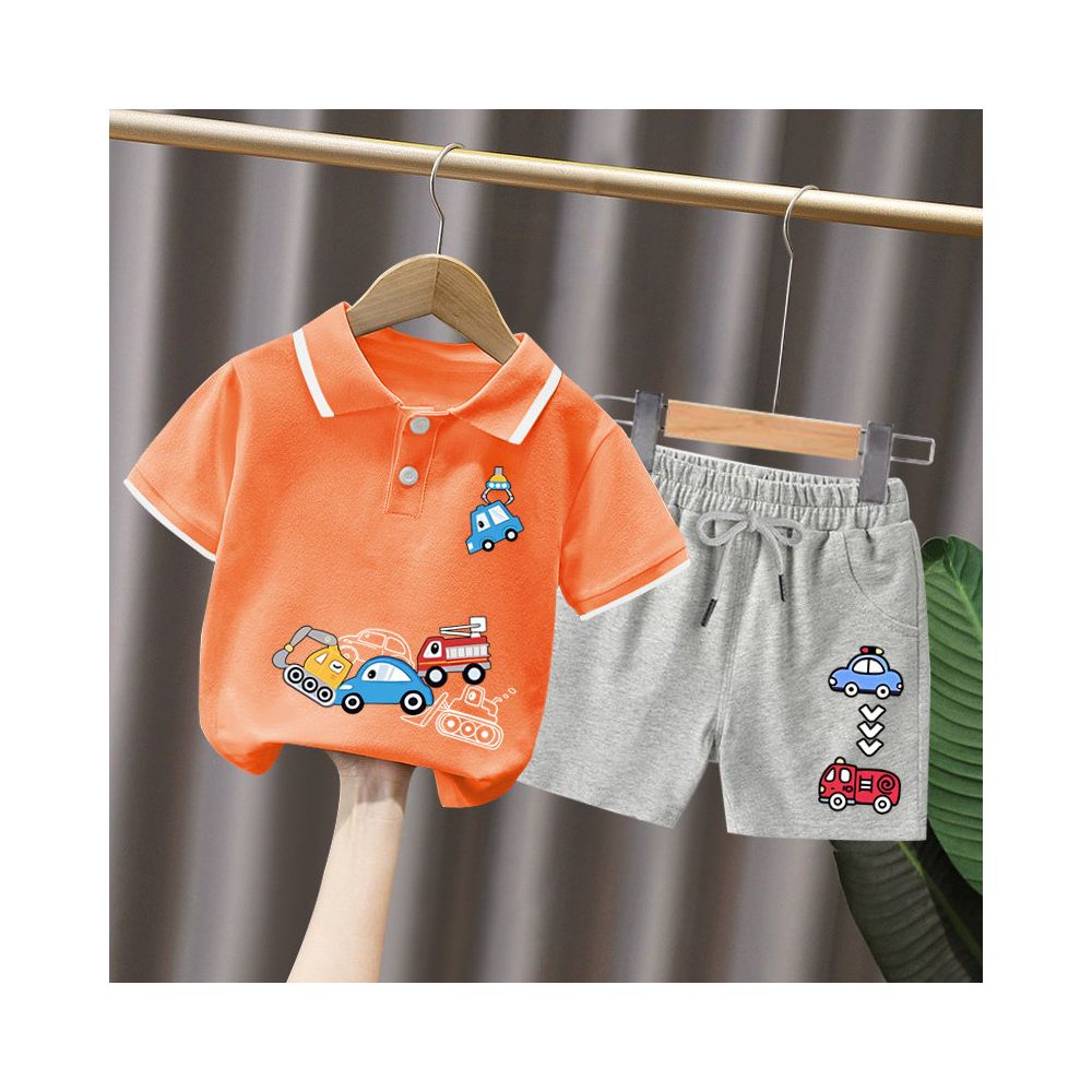 Boys short sleeved set 3 year old baby Korean style and Western style polo shirt summer clothes children s summer popular and handsome clothes