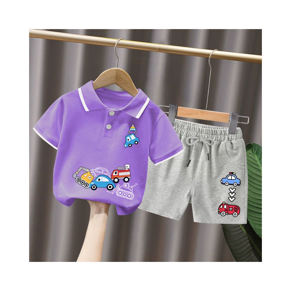 Boys short sleeved set 3 year old baby Korean style and Western style polo shirt summer clothes children s summer popular and handsome clothes