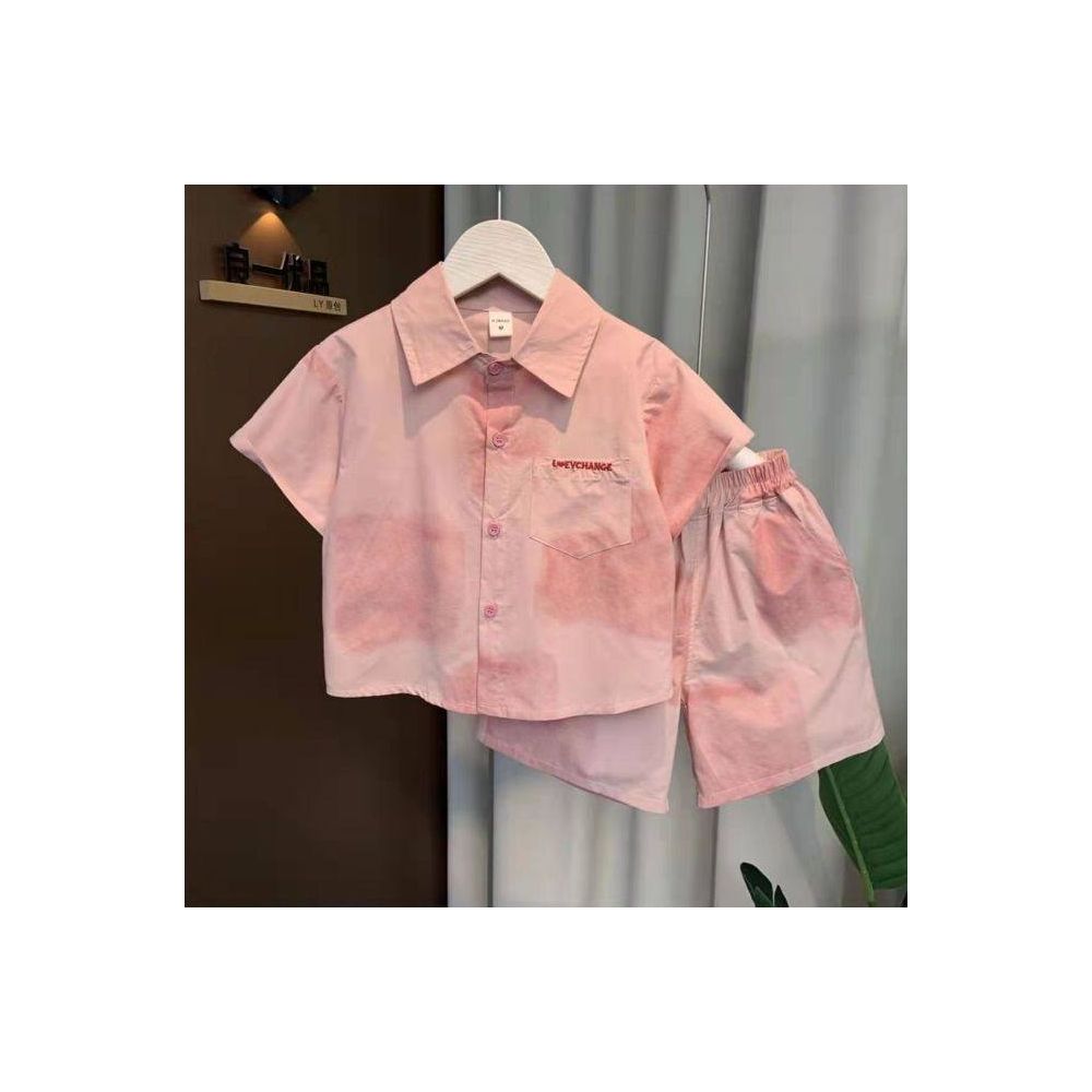 Boys Summer Set 2025 New Children s Summer Shirt Medium Short Sleeve Two Piece Set Korean Edition Handsome Clothes image 2