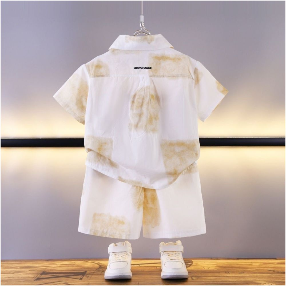 Boys Summer Set 2025 New Children s Summer Shirt Medium Short Sleeve Two Piece Set Korean Edition Handsome Clothes image 3