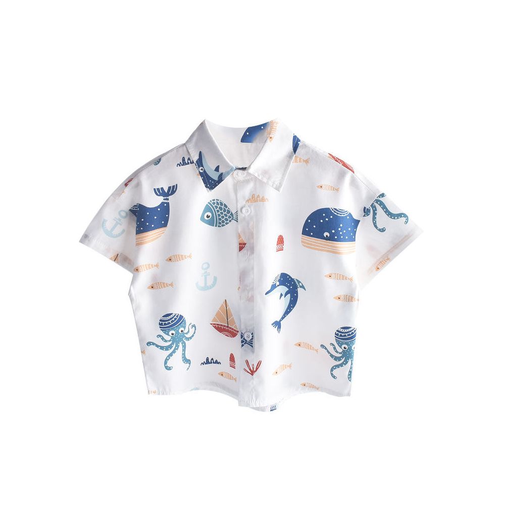 Children s Short sleeved Shirt Summer 2025 New Boys Summer Wear Thin Style Baby Handsome Shirt Children s Top Collar image 4
