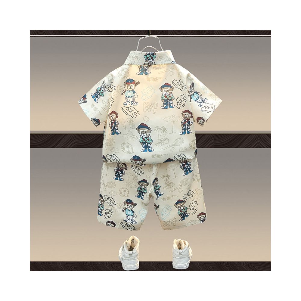 Boys Set Summer 2025 New Shirt Korean Edition Boys Baby Summer Dress Stylish Casual Children s Short Sleeve Two Piece Set image 1