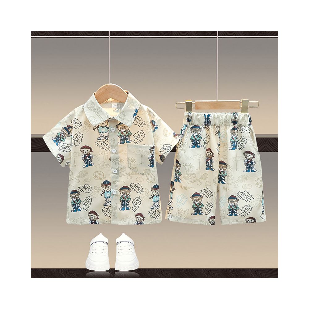 Boys Set Summer 2025 New Shirt Korean Edition Boys Baby Summer Dress Stylish Casual Children s Short Sleeve Two Piece Set image 2