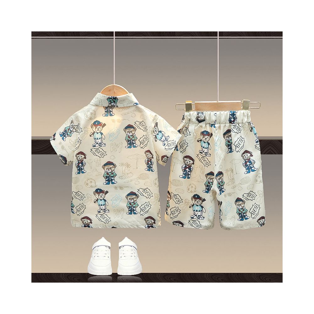 Boys Set Summer 2025 New Shirt Korean Edition Boys Baby Summer Dress Stylish Casual Children s Short Sleeve Two Piece Set image 3