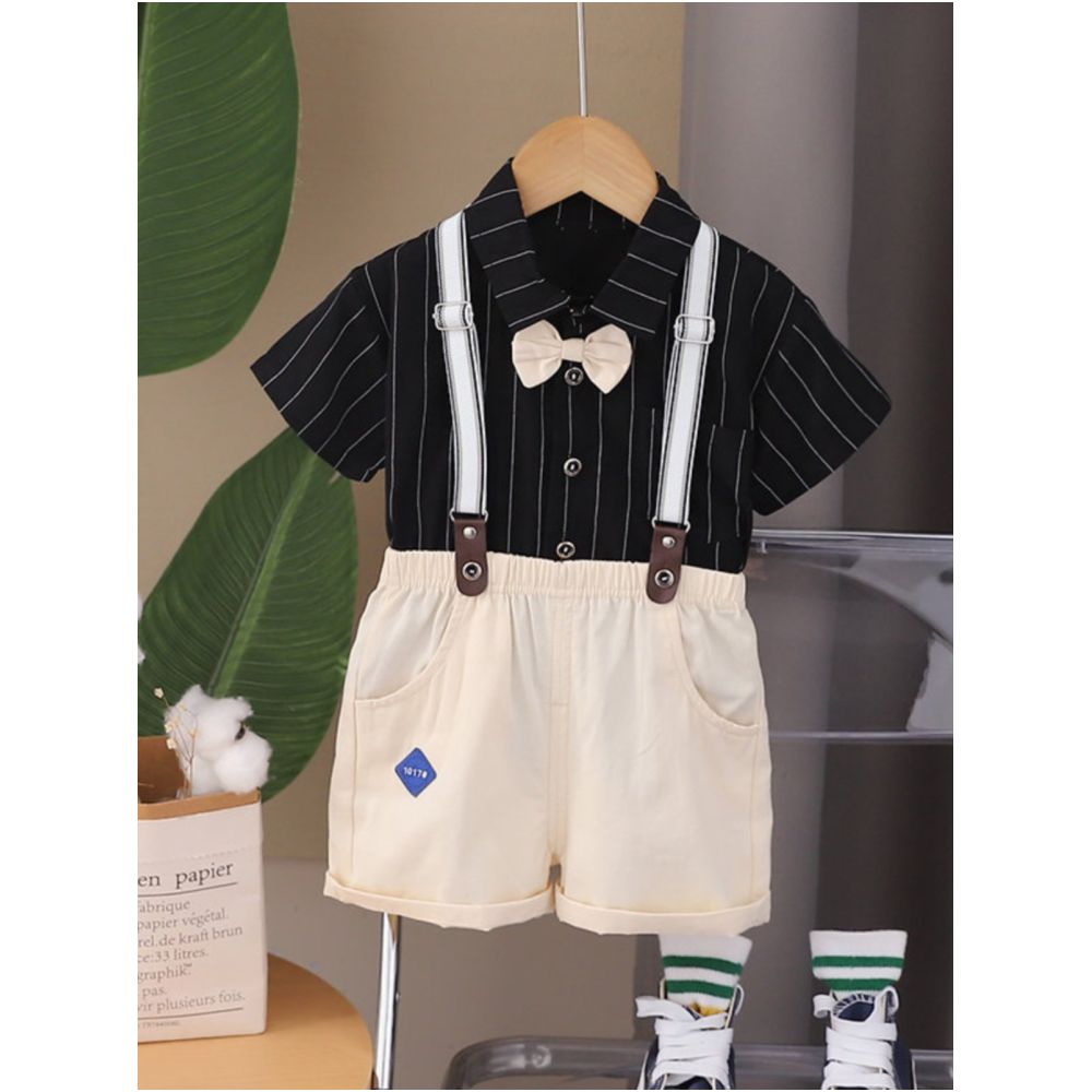 Boys summer overalls short sleeved set stylish 1 3 year old baby children s summer overalls shorts two piece set image 3