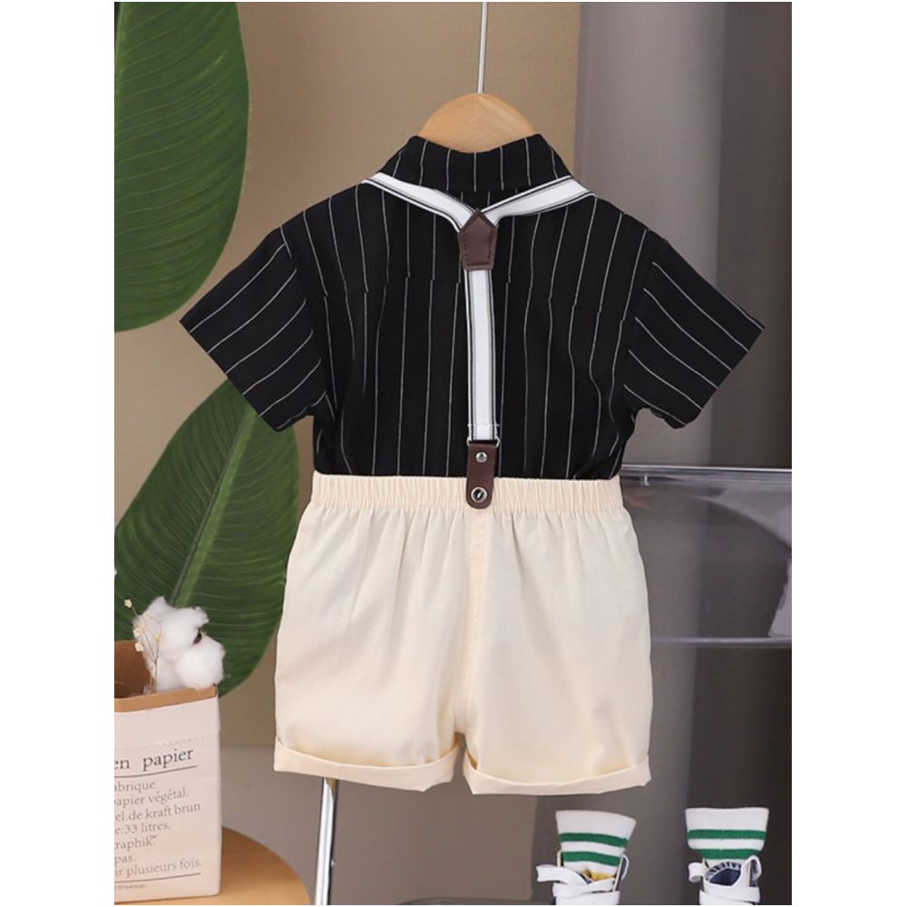 Boys summer overalls short sleeved set stylish 1 3 year old baby children s summer overalls shorts two piece set image 4