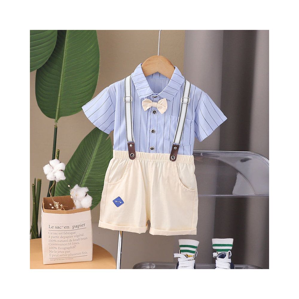 Boys summer overalls short sleeved set stylish 1 3 year old baby children s summer overalls shorts two piece set