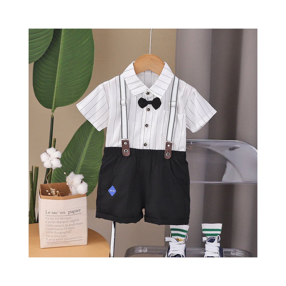 Boys summer overalls short sleeved set stylish 1 3 year old baby children s summer overalls shorts two piece set