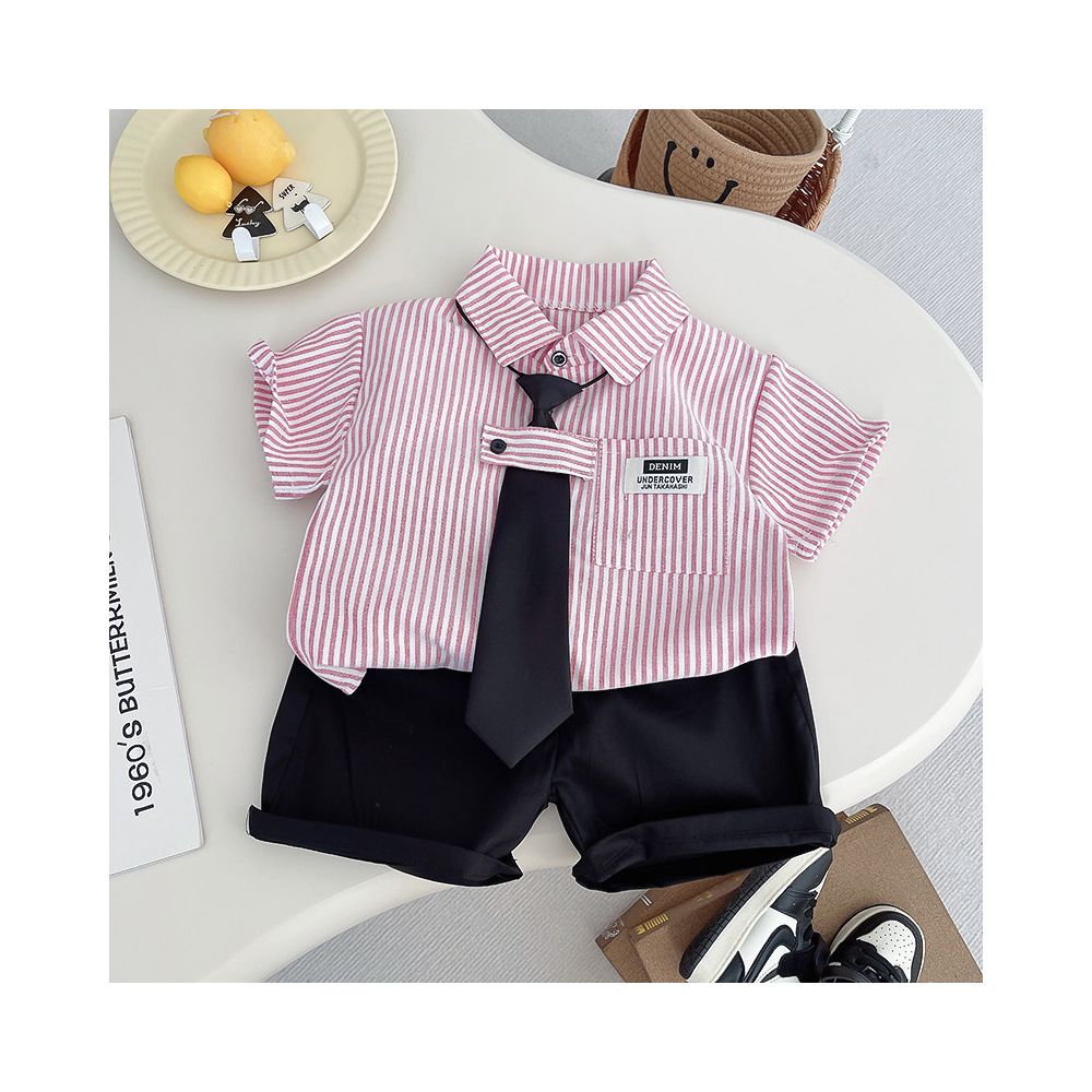 2025 New Fashionable Baby Short Sleeve Two piece Set for Children s Summer Shirt and Boys Summer Set for 1 2 3 4 Years Old image 1