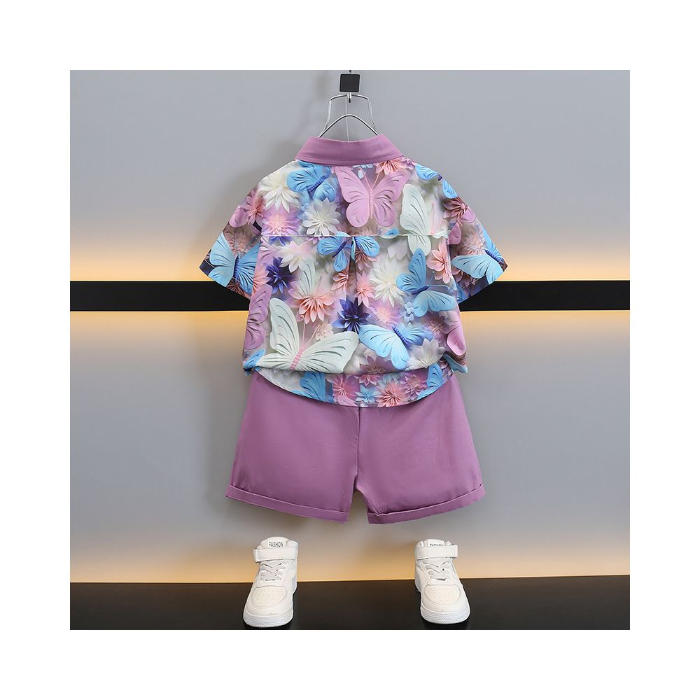 Boys Summer Dress Shirt Set 2025 New Fashionable Baby Summer Short sleeved Clothes Children s Han Fan Pi Handsome Children s Clothing image 1