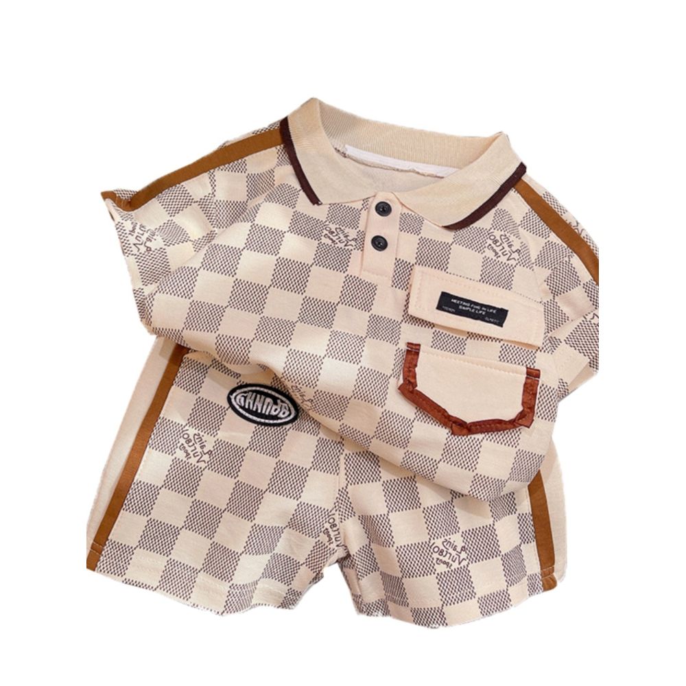 Boys 2025 new five part pants set children s summer clothes polo shirt pants two piece set trendy children s collar image 4