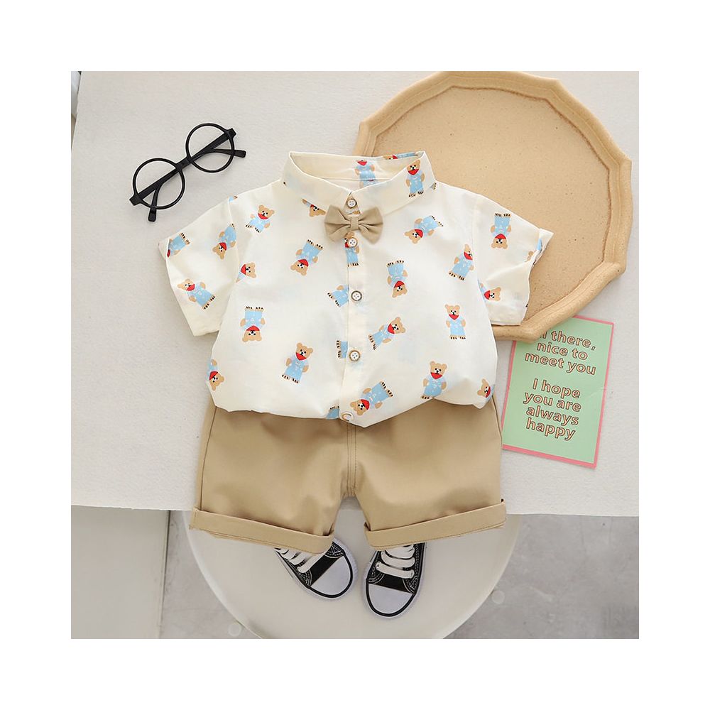 Baby clothes summer cute pure cotton short sleeved small suit dress split set for a 2 year old and 3 year old boy baby summer clothes