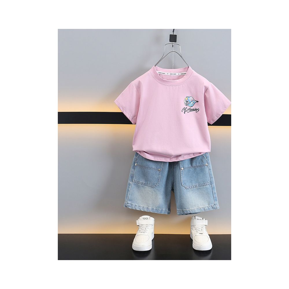 Children s Cartoon Set 2025 New Boys Short sleeved T shirt Sportswear Baby Street Explosion Children s Clothing Two piece Set Trendy image 1