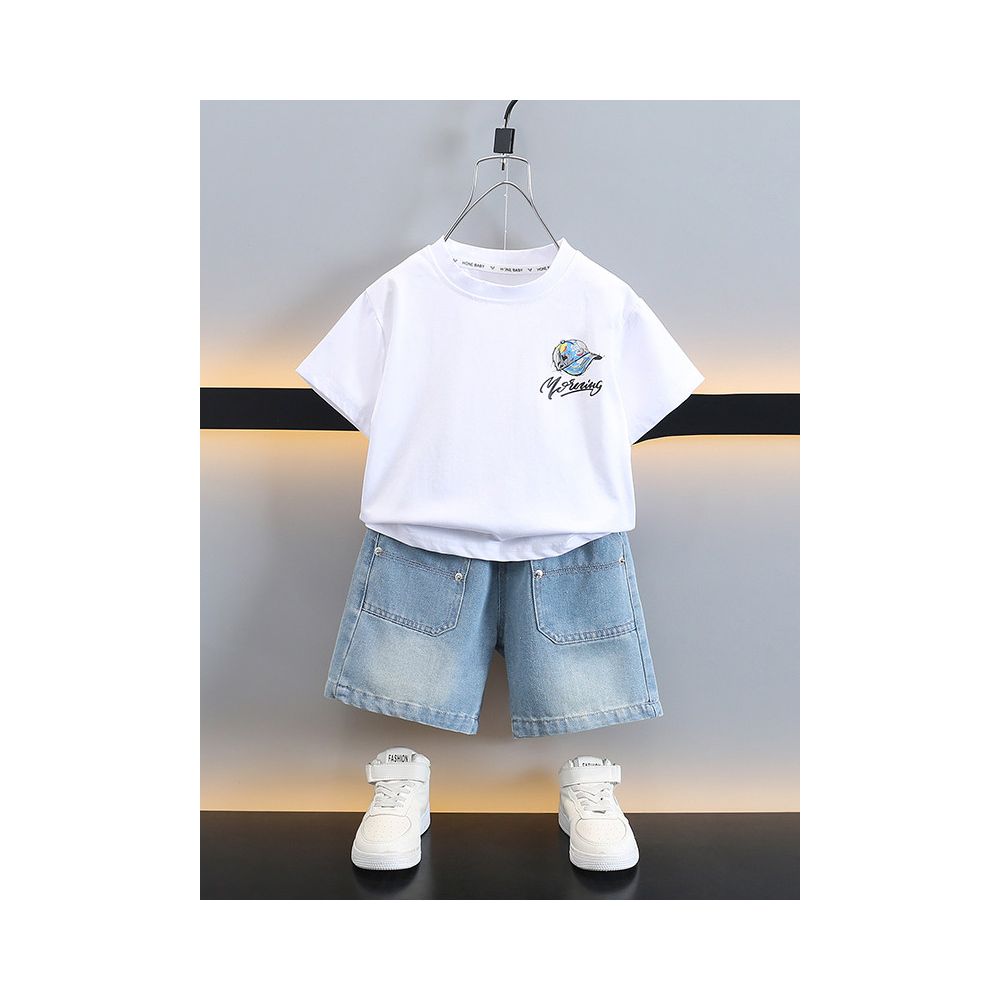 Children s Cartoon Set 2025 New Boys Short sleeved T shirt Sportswear Baby Street Explosion Children s Clothing Two piece Set Trendy image 2