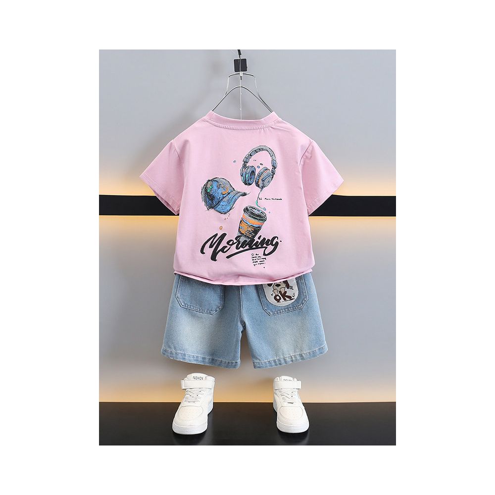 Children s Cartoon Set 2025 New Boys Short sleeved T shirt Sportswear Baby Street Explosion Children s Clothing Two piece Set Trendy image 3