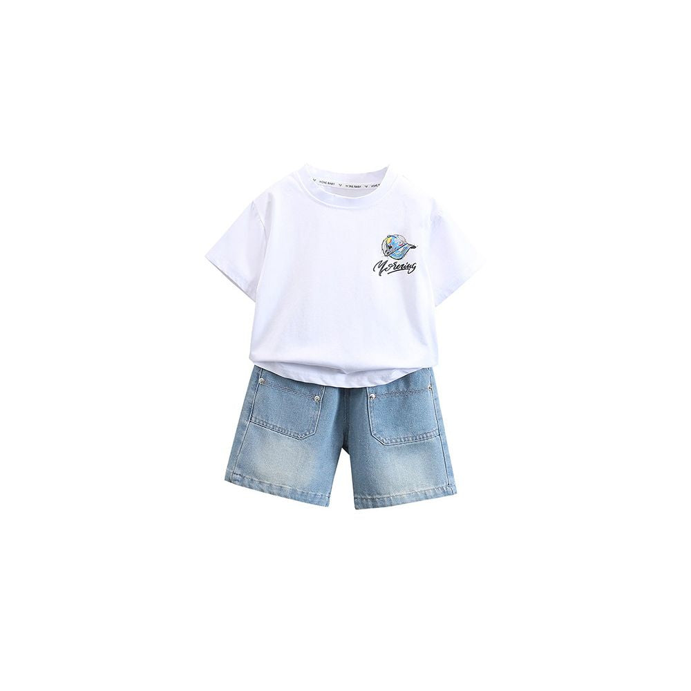 Children s Cartoon Set 2025 New Boys Short sleeved T shirt Sportswear Baby Street Explosion Children s Clothing Two piece Set Trendy image 4