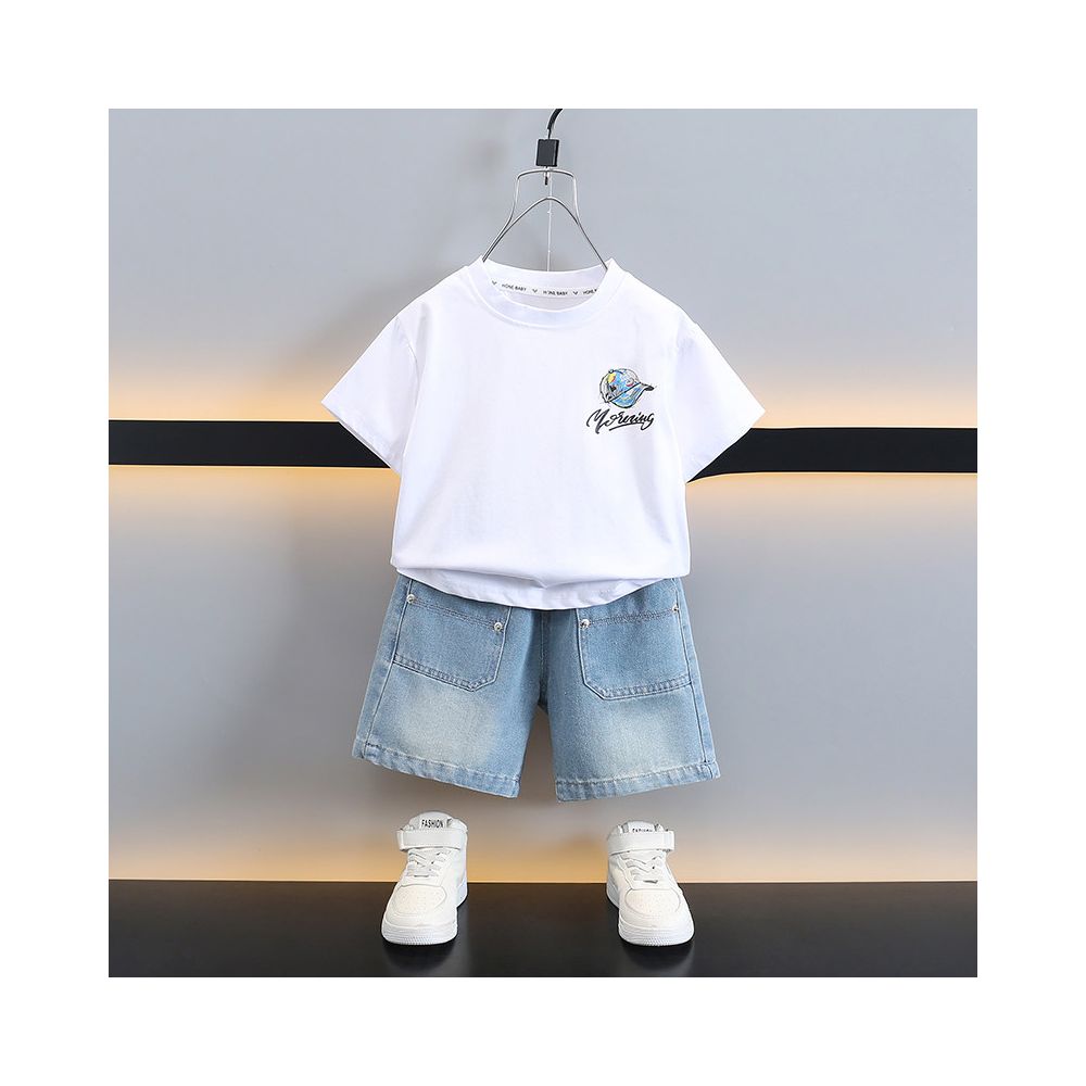 Children s Cartoon Set  New Boys Short sleeved T shirt Sportswear Baby Street Explosion Children s Clothing Two piece Set Trendy