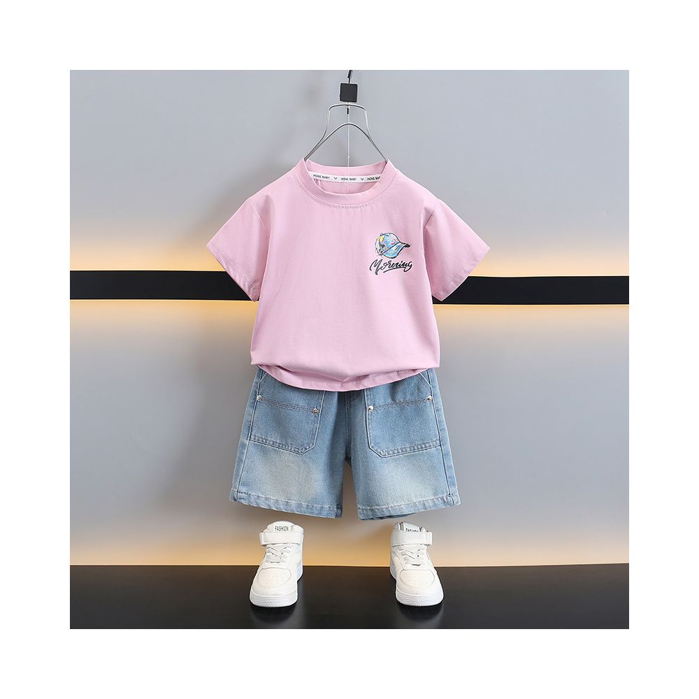 Children s Cartoon Set  New Boys Short sleeved T shirt Sportswear Baby Street Explosion Children s Clothing Two piece Set Trendy