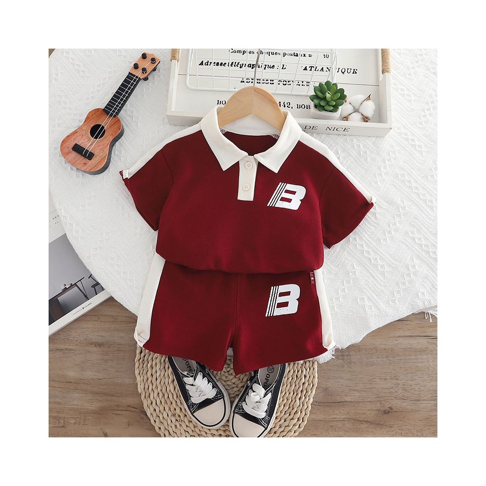 Boys and Girls Summer Handsome Set 2025 New Handsome Baby Polo Shirt Short Sleeve Casual Short Sleeve Two Piece Set Trendy image 2