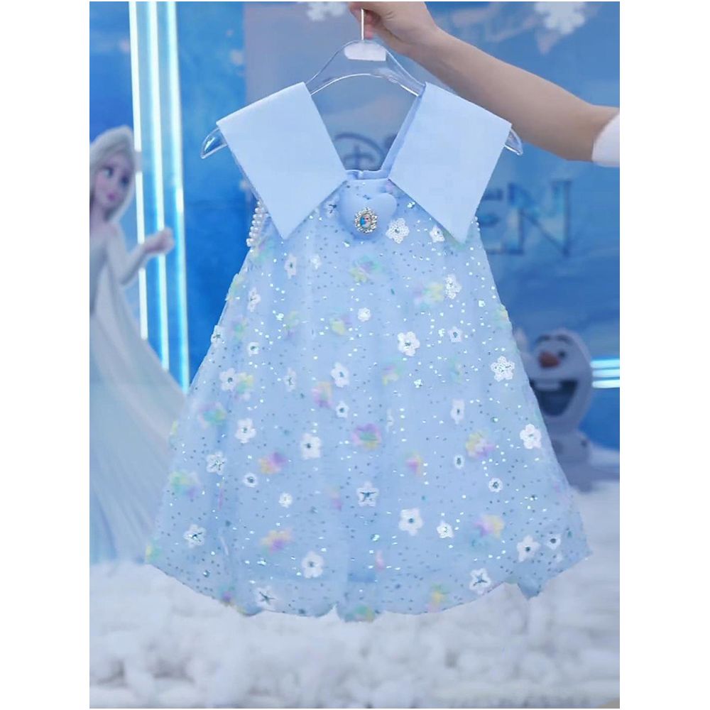 Girl Elsa Dress Summer 2025 New Fashionable Children s Frozen Skirt Girl Summer Princess Dress image 0