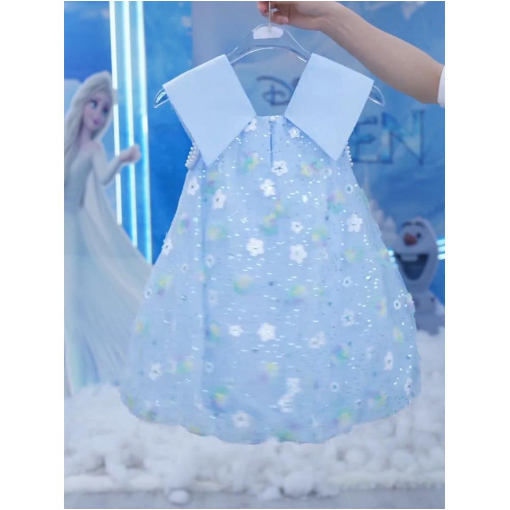 Girl Elsa Dress Summer 2025 New Fashionable Children s Frozen Skirt Girl Summer Princess Dress image 4