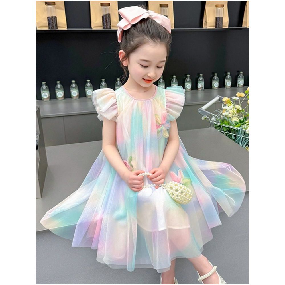 Girls Summer Dress 2025 New Style Children s Rainbow Yarn Skirt Little Girls Summer Dress Vest Princess Dress image 1