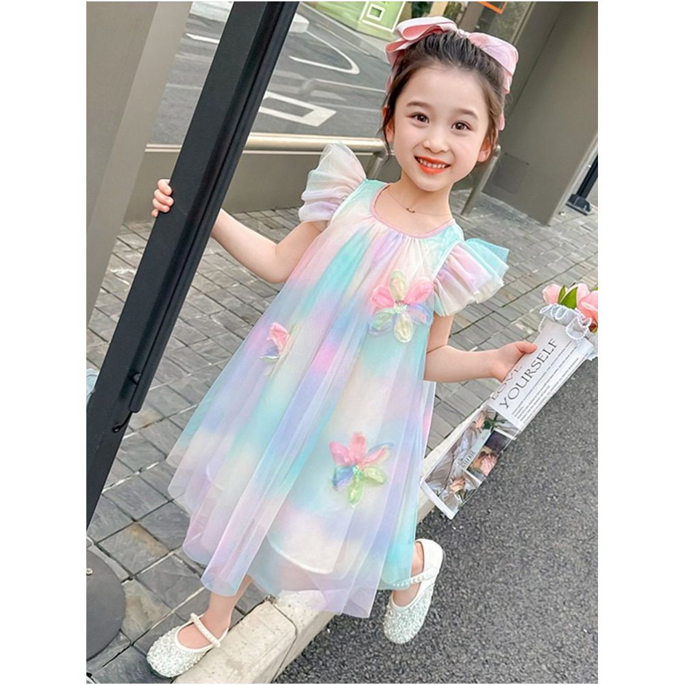 Girls Summer Dress 2025 New Style Children s Rainbow Yarn Skirt Little Girls Summer Dress Vest Princess Dress image 4