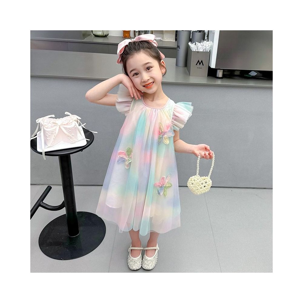 Girls Summer Dress New Style Children s Rainbow Yarn Skirt Little Girls Summer Dress Vest Princess Dress