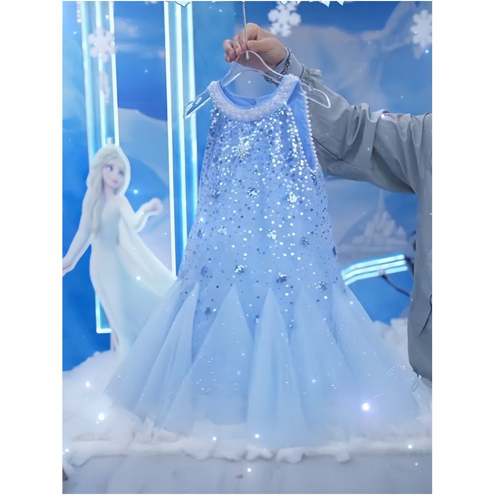 Girls Summer 2025 New Children s Frozen Summer Dress Girls Summer Elsa Princess Dress image 1