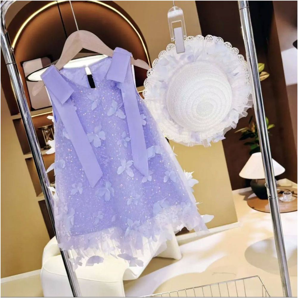 Girls summer dress sequin dress mesh summer 2025 new stylish dress children s baby princess dress super cute