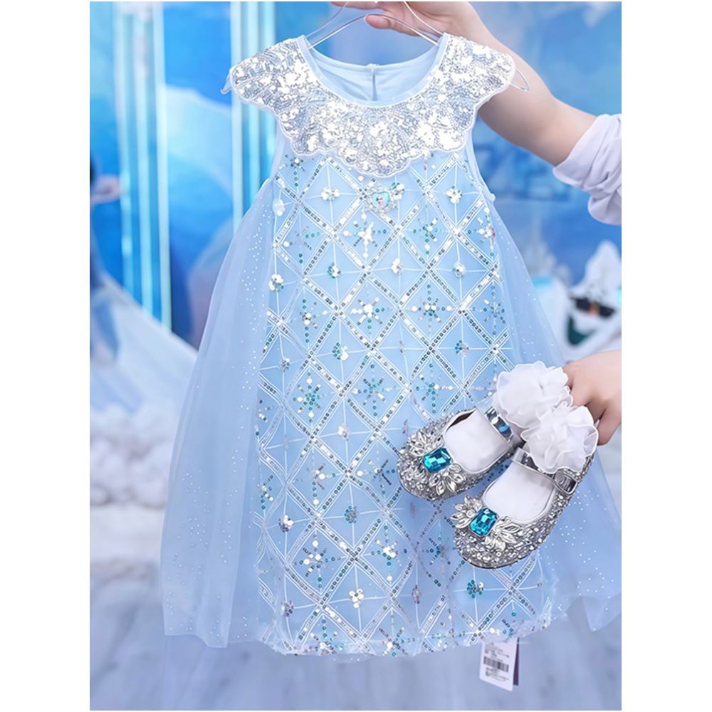 Girl Elsa Princess Dress Summer Dress 2025 New Style Children s Elegant Mesh Dress Girl Summer Thin Dress image 1