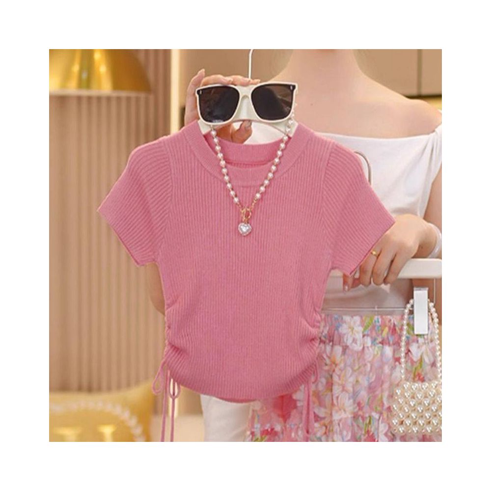 Girls floral skirt set for summer 2025 new children s summer outfit girls waist cinched T shirt two piece set stylish