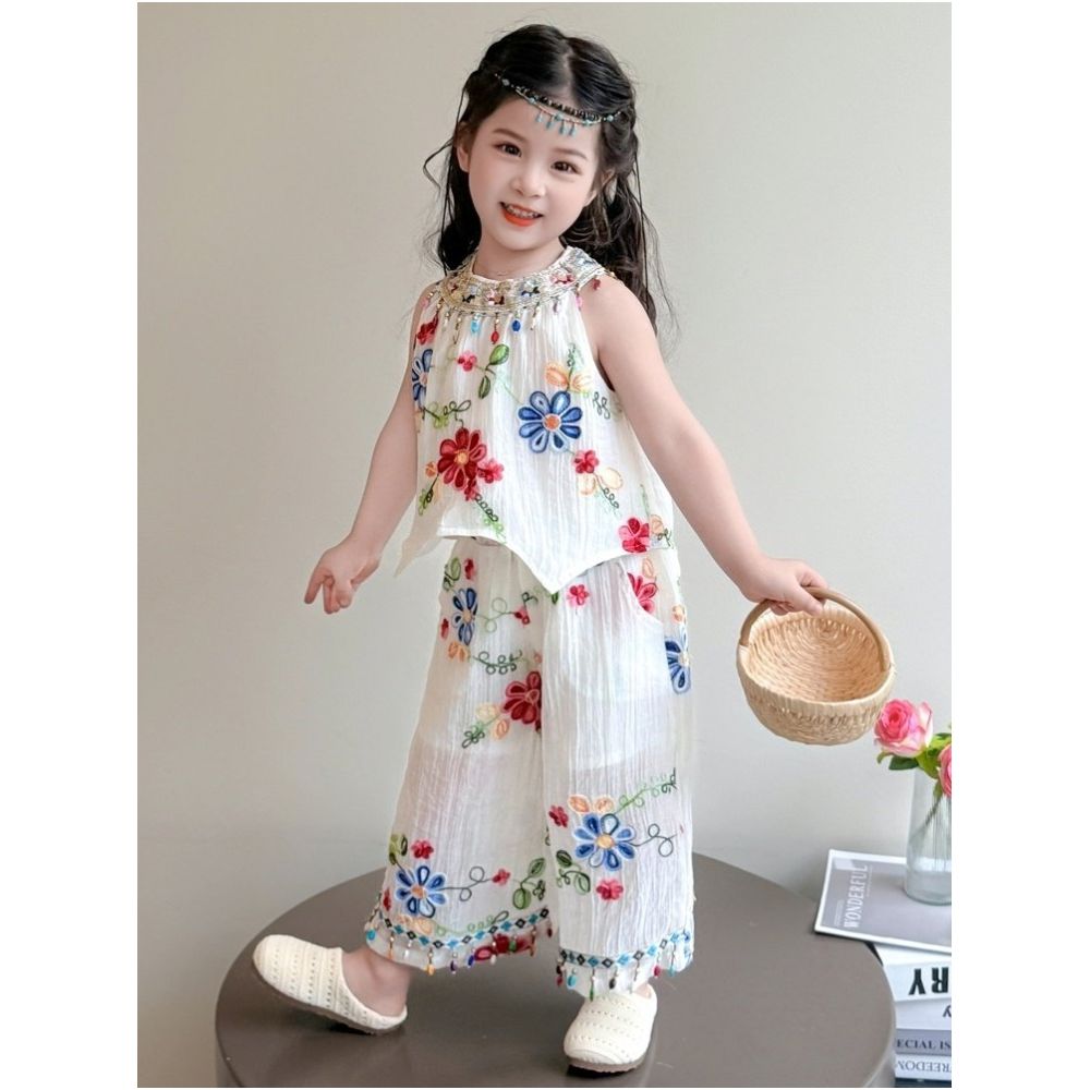 Girls Set Summer 2025 New Fashionable Children s Super Beautiful Summer Clothes Children s Super Hot Beautiful Clothes Two Piece Set image 0